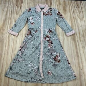 Varun Bahl‎ Shirt Dress Womens Size 0 Floral Collared Short Sleeve Spring Boho